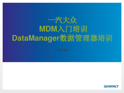 一汽大众_MDM_入门培训_DataManager