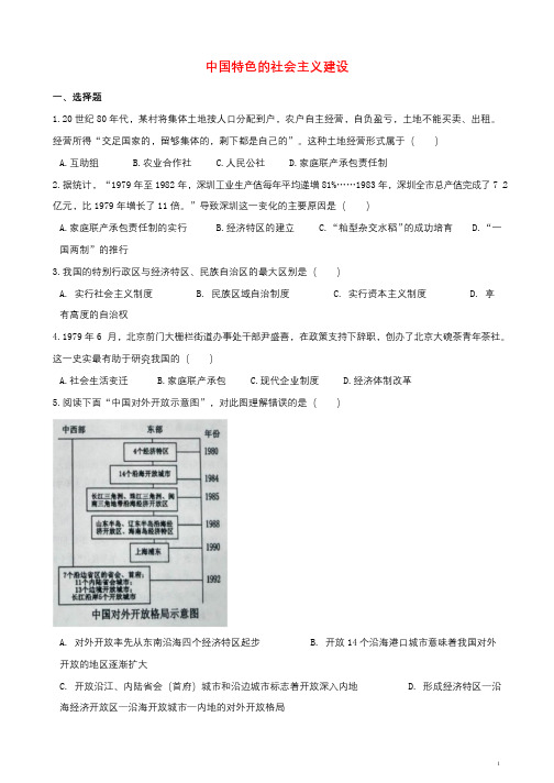 湖南省邵阳市2018年中考历史提分训练中国特色的社会主义建设含解析20180814446