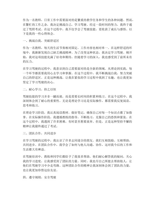 教师考驾照心得体会范文