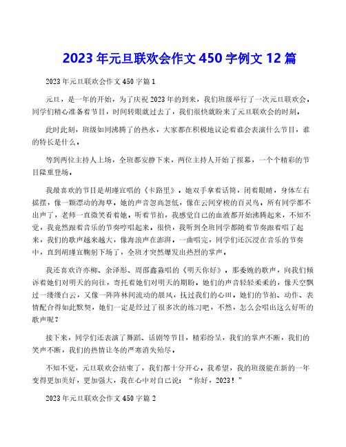 2023年元旦联欢会作文450字例文12篇