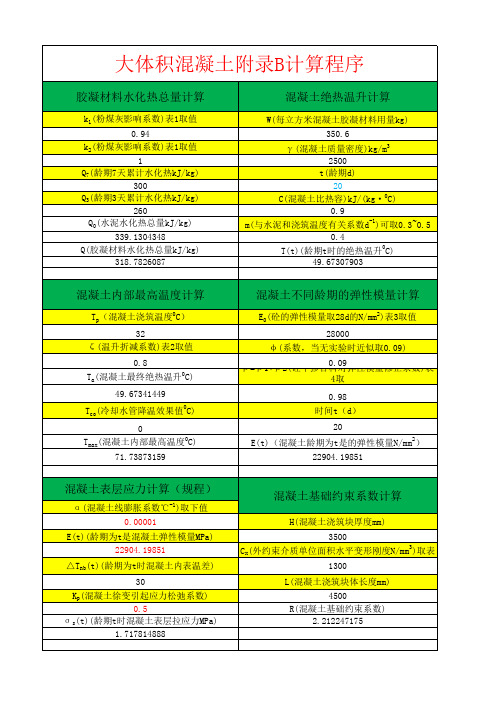 大体积混凝土水化热等计算程序