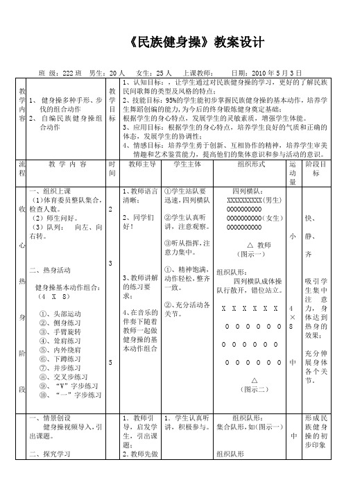 《民族健身操》教案设计