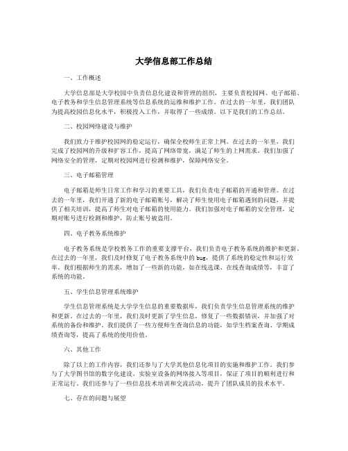 大学信息部工作总结