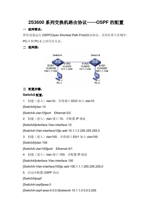 交换机路由协议——OSPF的配置