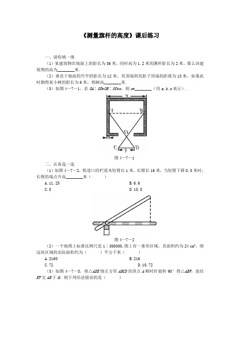 《测量旗杆的高度》课后练习(1)