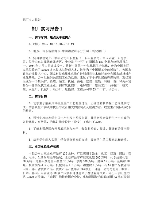 铝厂实习报告