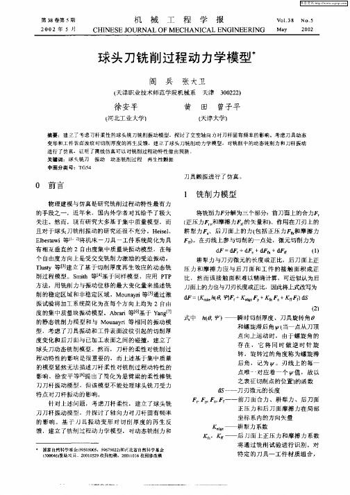 球头刀铣削过程动力学模型