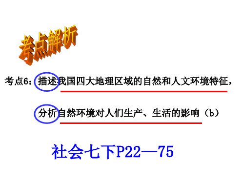 考点6  描述我国四大地理区域的自然和人文环境特征,分析自然环境对人们生产、生活的影响(b)(复习课件)