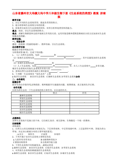 济南初中生物八下《62第4节生态系统的类型》word教案3
