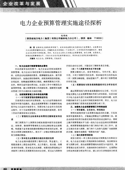 电力企业预算管理实施途径探析