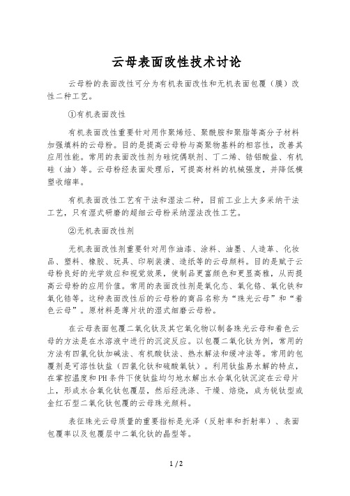 云母表面改性技术研究