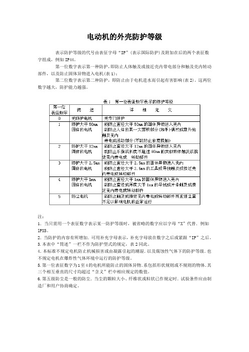 电动机的外壳防护等级