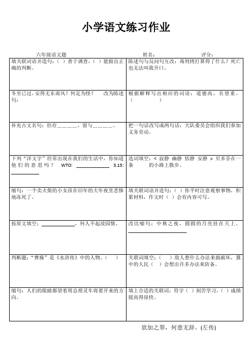 小学六年级语文拓展训练II (83)