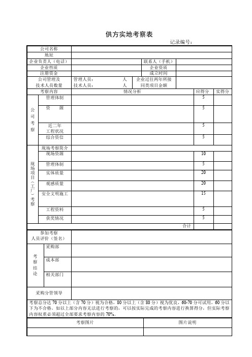 供方实地考察表