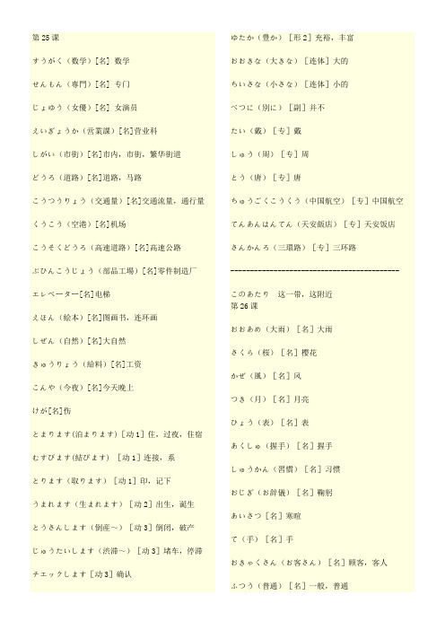 新版标准日本语初级下册单词(全)