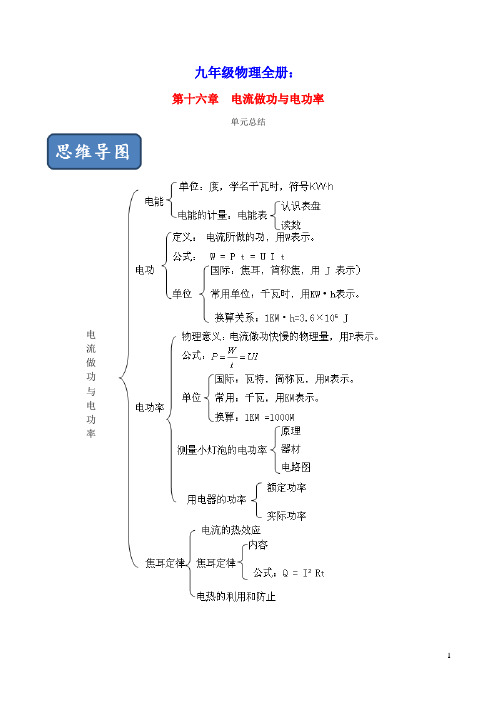 九年级物理全册第16章电流做功与电功率单元总结(含解析)(新版)沪科版