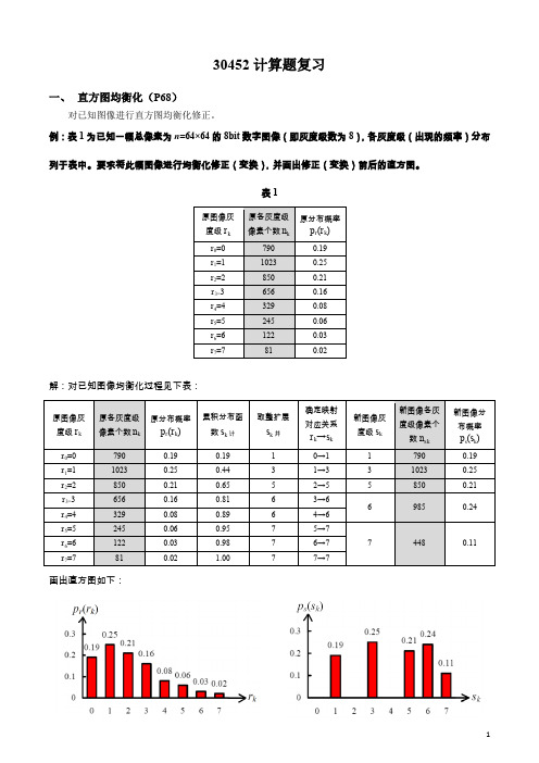 (完整word版)数字图像处理计算题复习精华版(word文档良心出品)