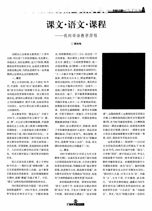 果文·语文·课程——我的母语教学历程