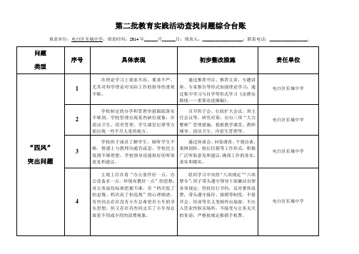 第二批教育实践活动查找问题综合台账