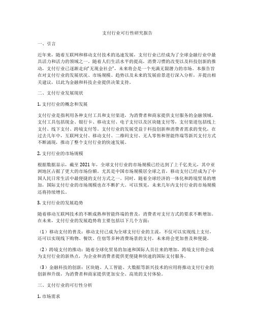 支付行业可行性研究报告