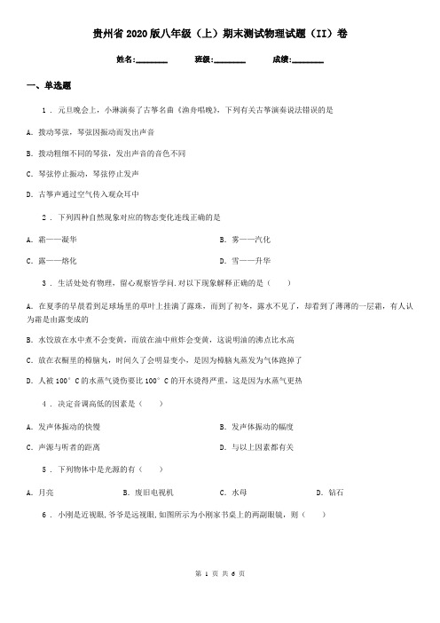 贵州省2020版八年级(上)期末测试物理试题(II)卷