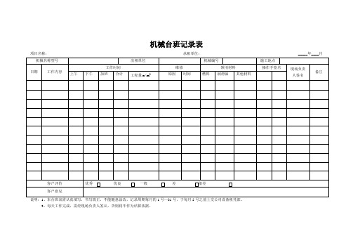 机械台班记录表