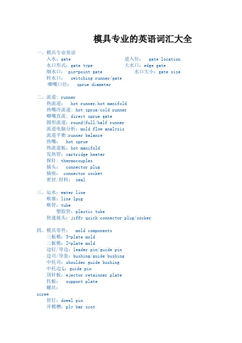 模具专业的英语词汇大全