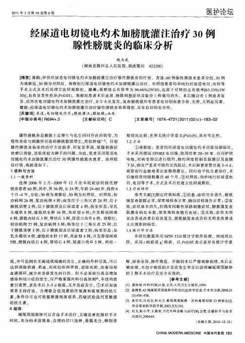 经尿道电切镜电灼术加膀胱灌注治疗30例腺性膀胱炎的临床分析