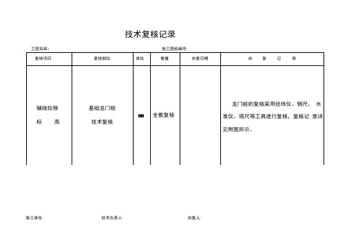 技术复核记录表格示范