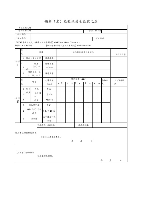 锚杆(索)检验批质量验收记录