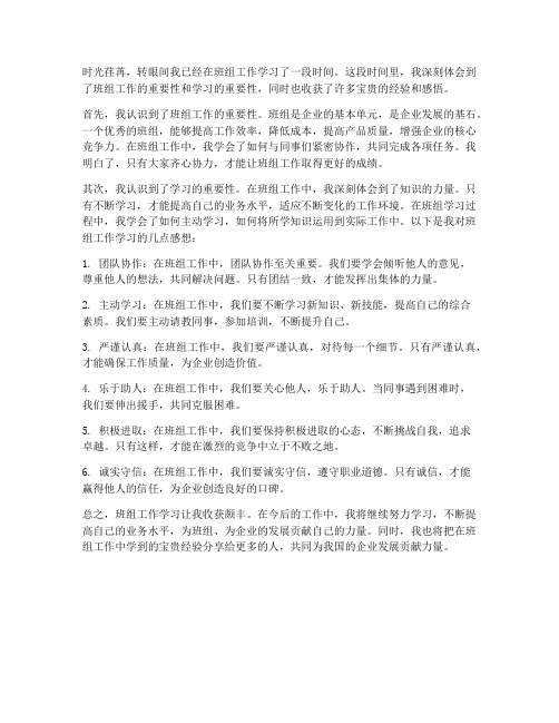 关于班组工作学习感想