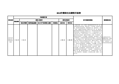 项目支出绩效目标表