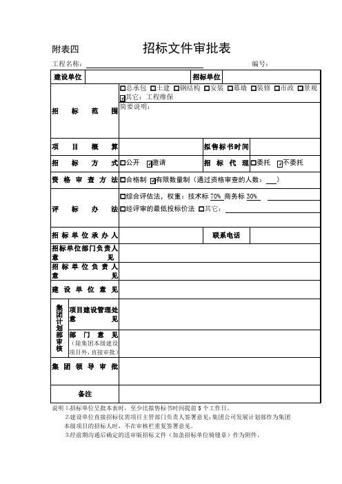 物业公司招标文件审批表