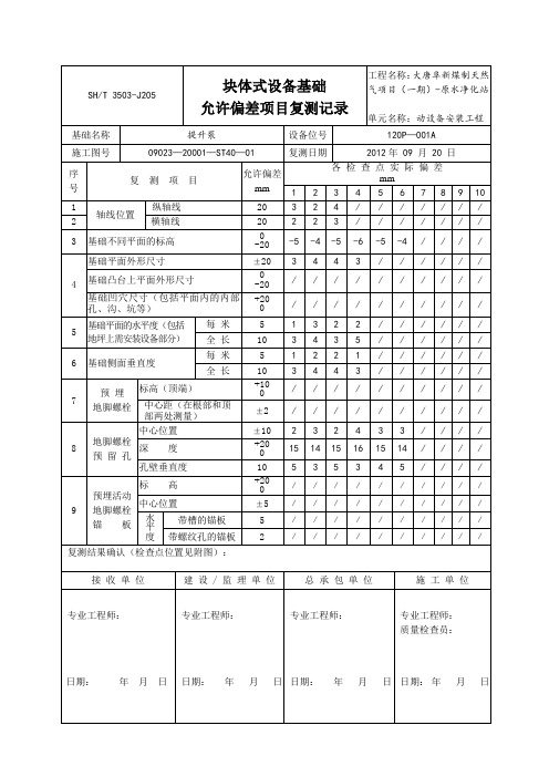 3503-J205(泵房设备基础复测记录)