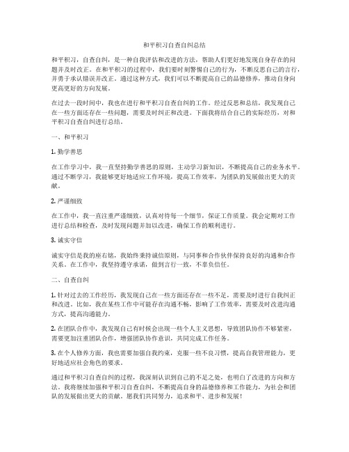 和平积习自查自纠总结