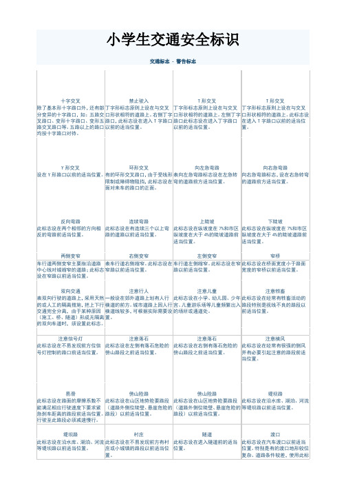 小学生 交通标志 交通安全标识完整版