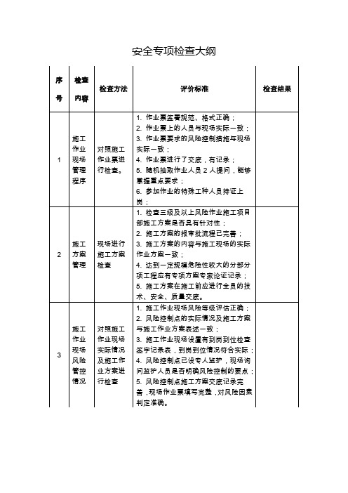 安全专项检查大纲系列一