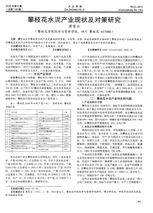 攀枝花水泥产业现状及对策研究