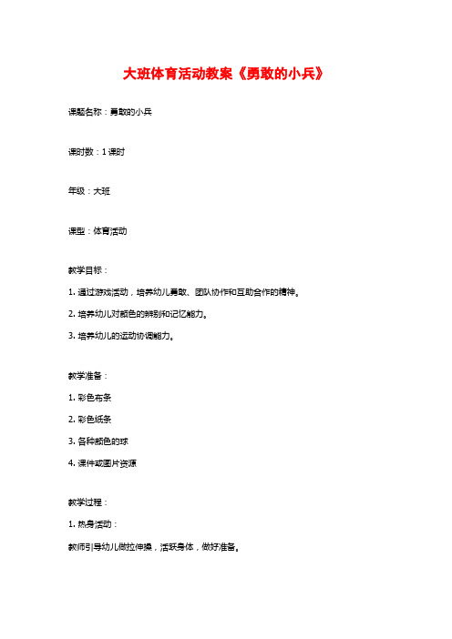 大班体育活动教案《勇敢的小兵》 (2)