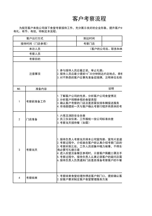 客户考察流程表