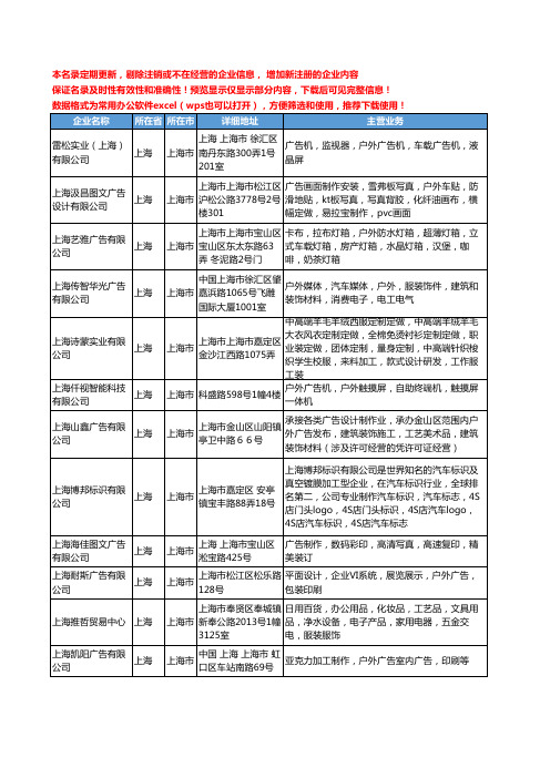 新版上海市广告户外广告工商企业公司商家名录名单联系方式大全381家