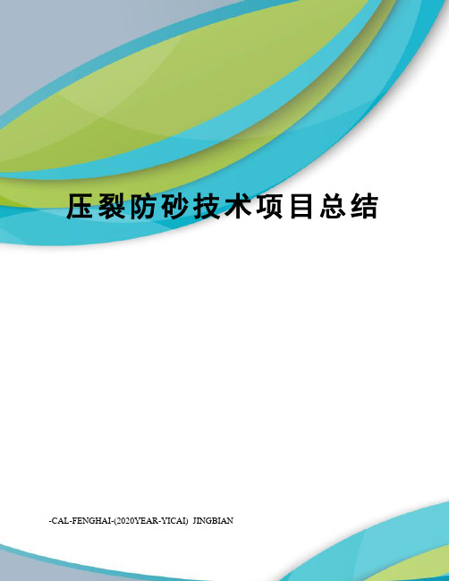 压裂防砂技术项目总结