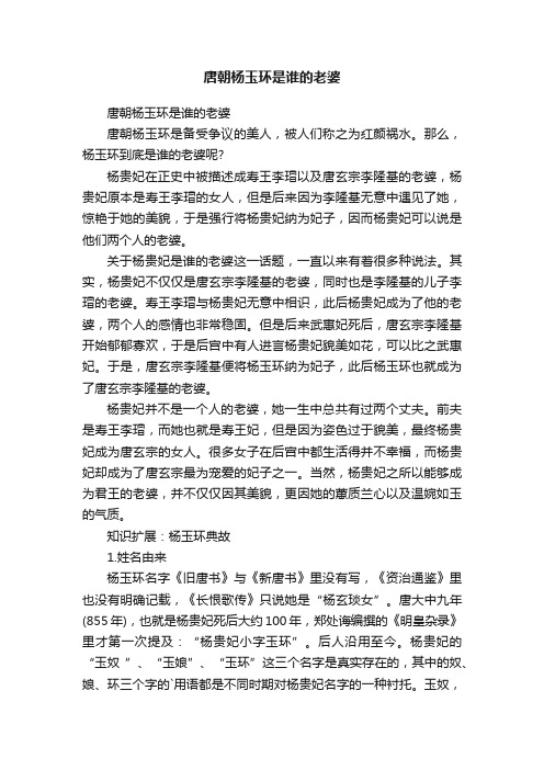 唐朝杨玉环是谁的老婆