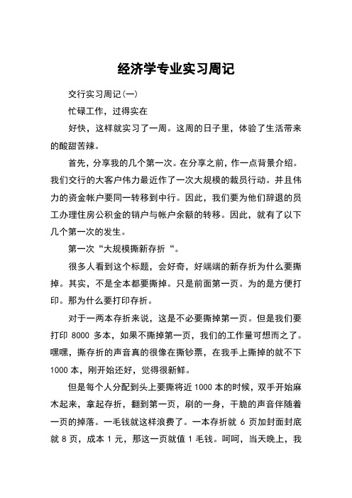 经济学专业实习周记