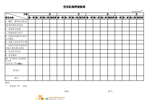 空压机保养查检表