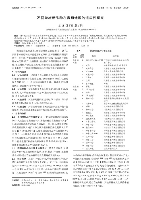 不同辣椒新品种在贵阳地区的适应性