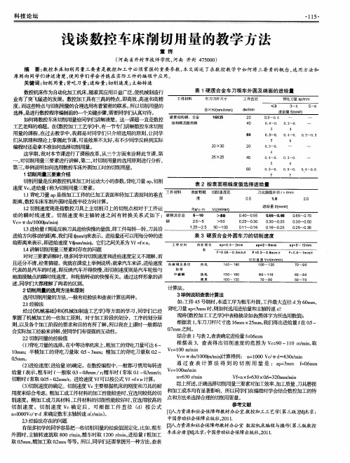 浅谈数控车床削切用量的教学方法