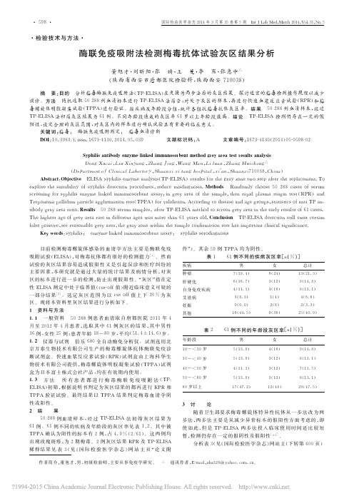 酶联免疫吸附法检测梅毒抗体试验灰区结果分析