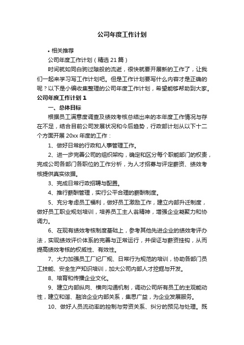 公司年度工作计划