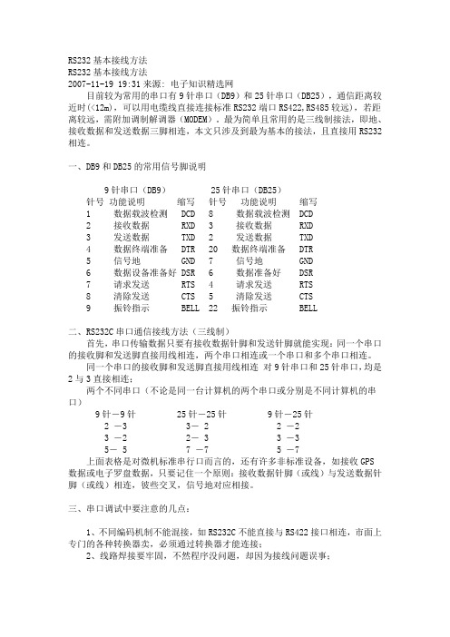 RS232基本接线方法